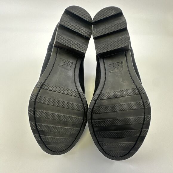 Sorel Lolla Cut Out Bootie Black Suede Ankle Boot Pull On NL3379-010 Womens 10 - Picture 12 of 12